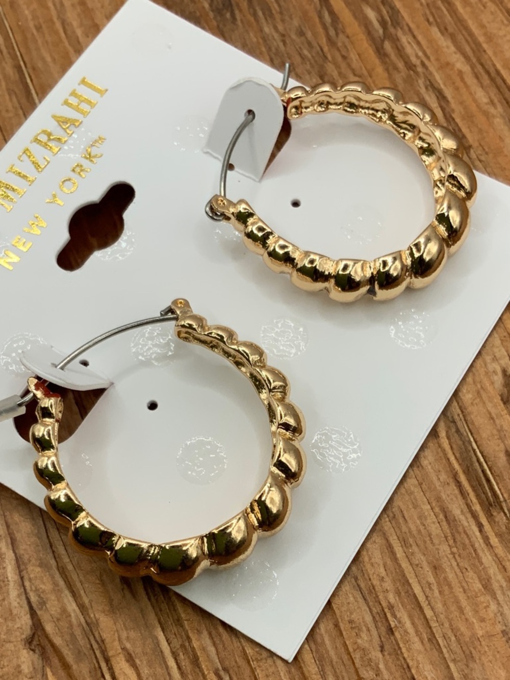 Isaac Mizrahi Gold Tone Ripple Hoop Earrings
